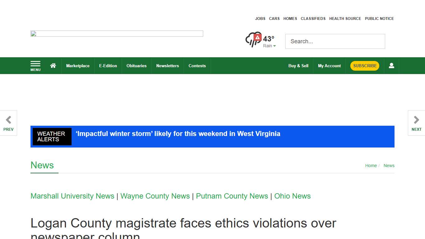 Logan County magistrate faces ethics violations over newspaper column | News | herald-dispatch.com