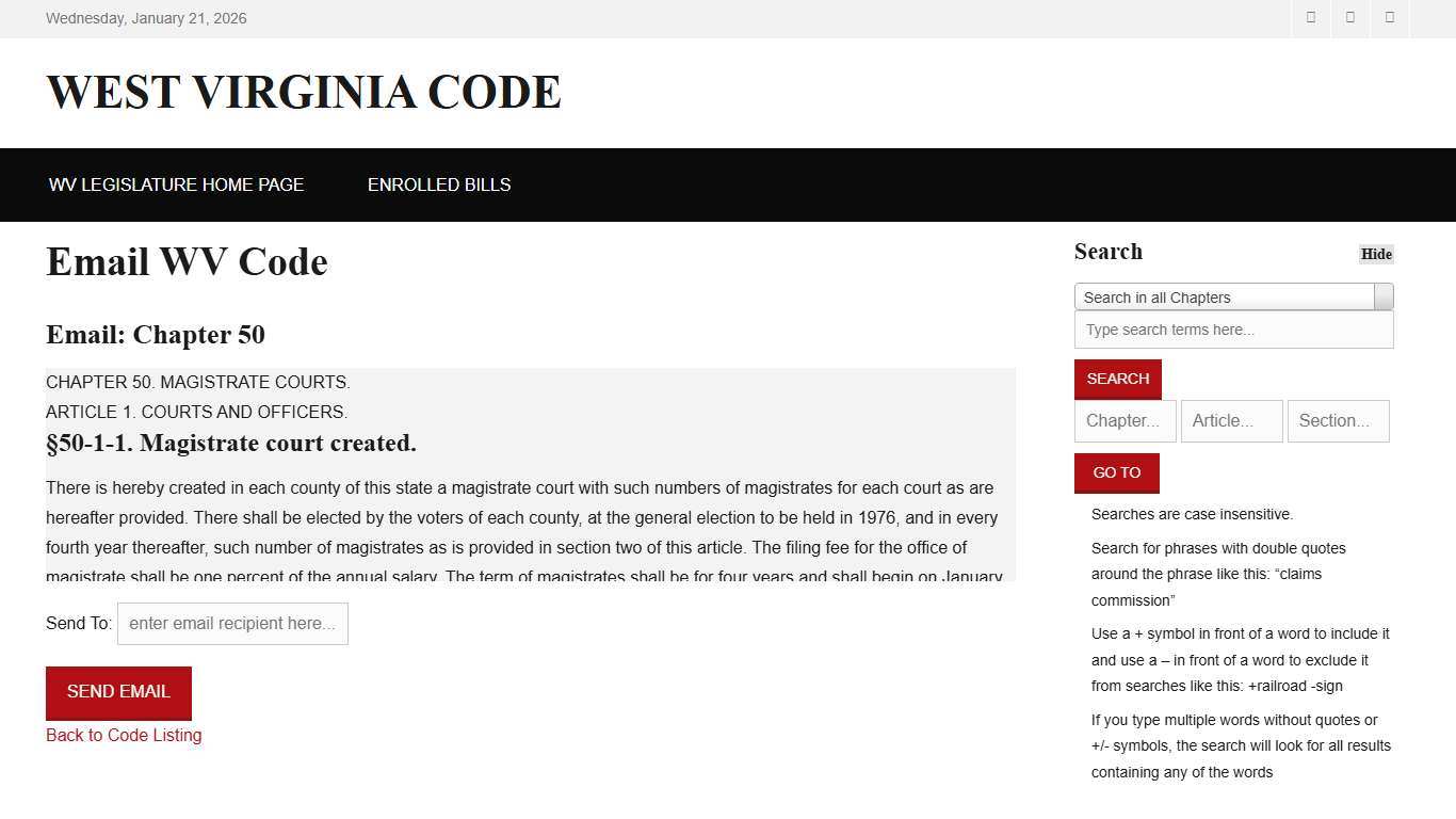 West Virginia Code | §50